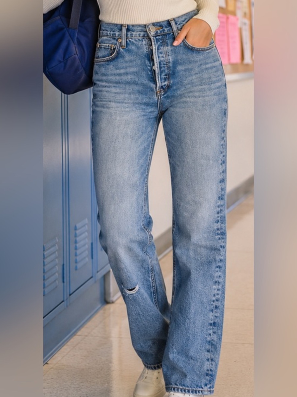 Agolde High-Rise Button-Fly Straight LightWash Jeans in size 25